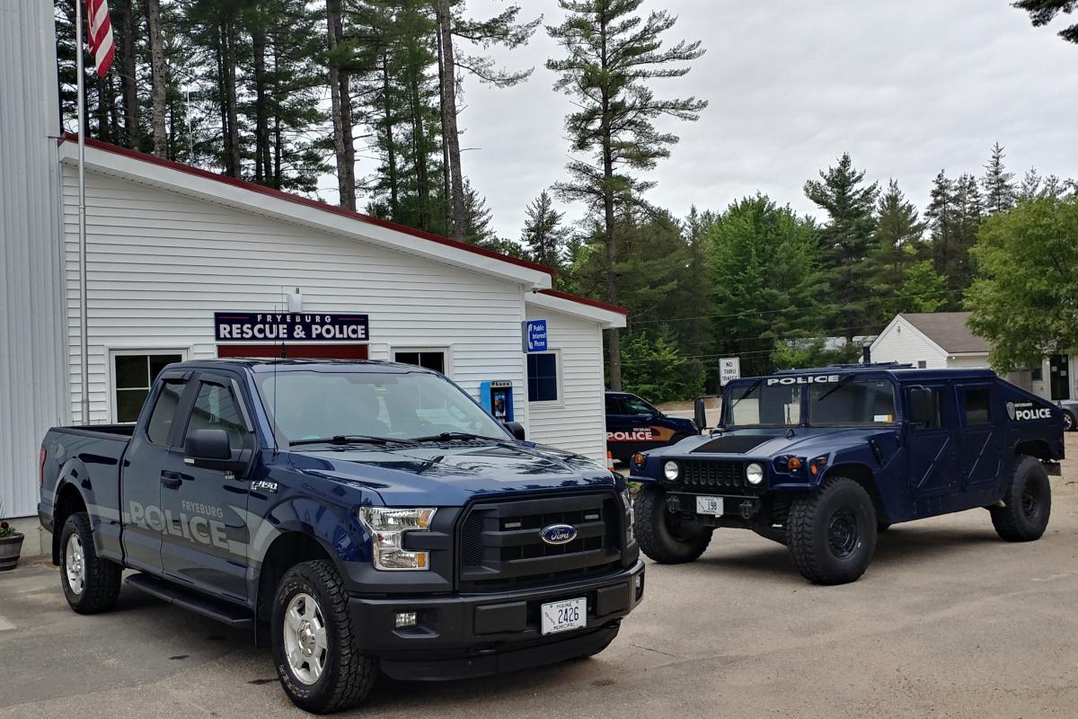 Police Vehicles in front of Fryeburg Rescue & Police
